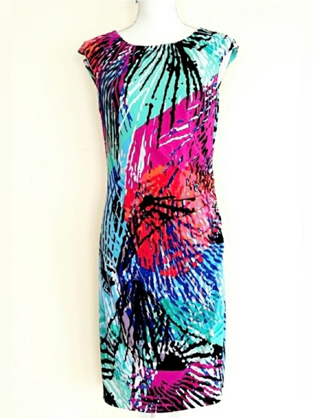 Ellen Tracy Multicolor Abstract Print Dress - Picture 3 of 9